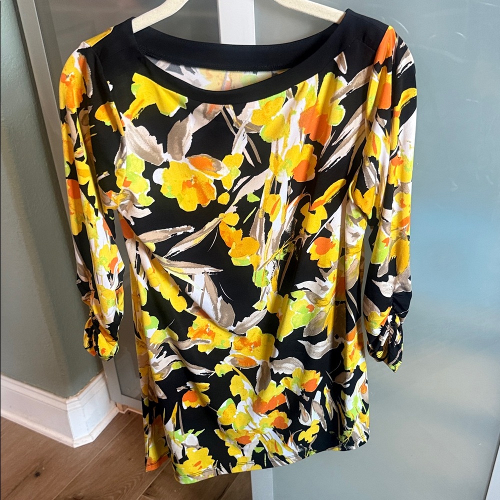 Floral Black and Yellow Blouse
